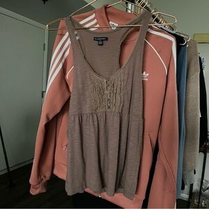 American Eagle Ruffle Lace Detail Tank Top - S